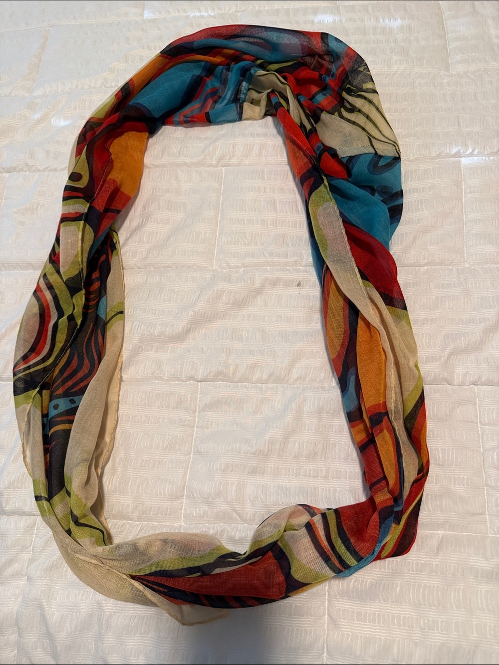 Multicolor Abstract Loop Scarf - Vibrant Infinity Wrap